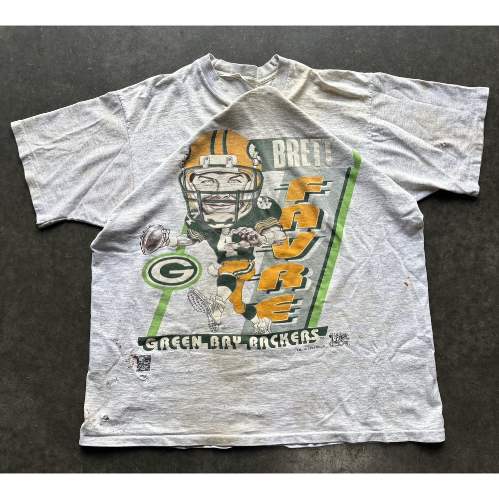 1993 Vintage Caricature Brett Farve Green Bay Packers T-shirt Distressed Size XL